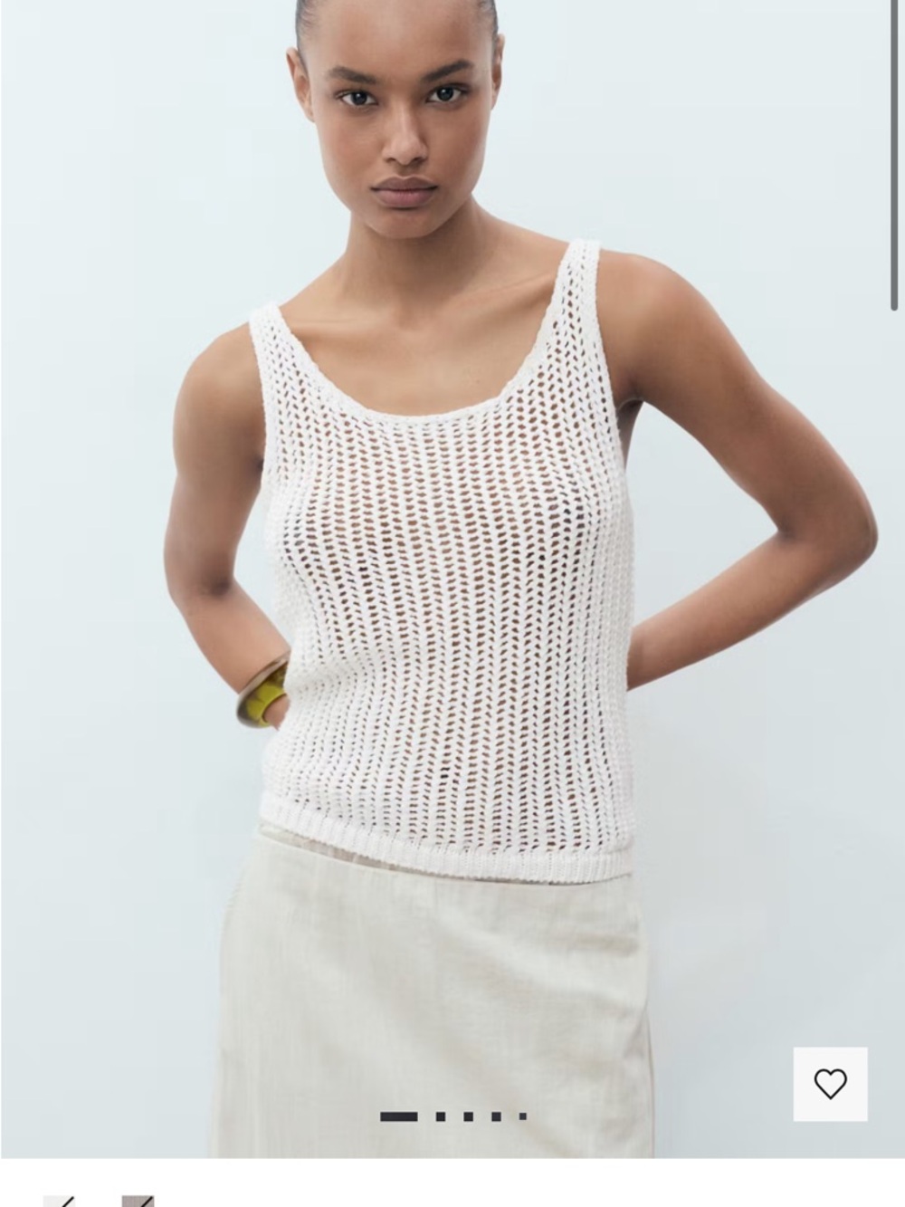 Mango Womens Crochet Sleeveless Top Size M White Festival Coachella Boho 60S 70S